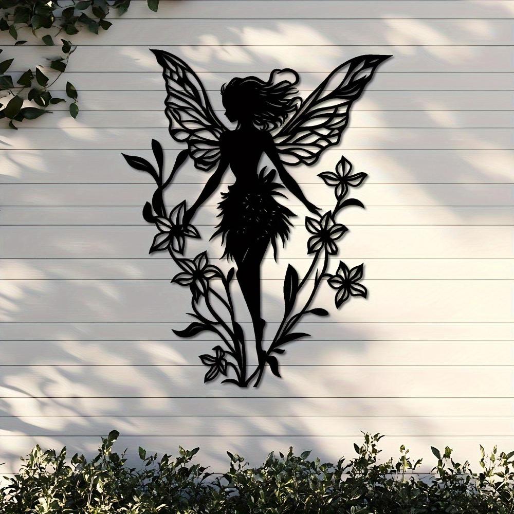 Iron Nature Elf Wall Sculpture Fairy Dandelion Sprite Metal Art Garden Decor Home Accent Holiday Gift