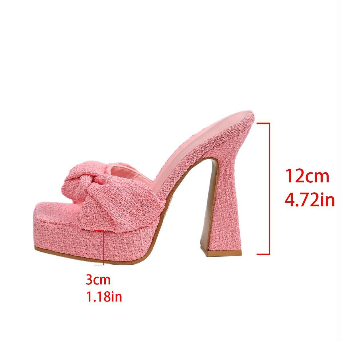 

Fashion Woman Platform Sandals Butterfly-knot Open Toe Slippers Wedding Banquet Chunky Sandals Casual Extreme High Heels Shoes for Women 42 розовый