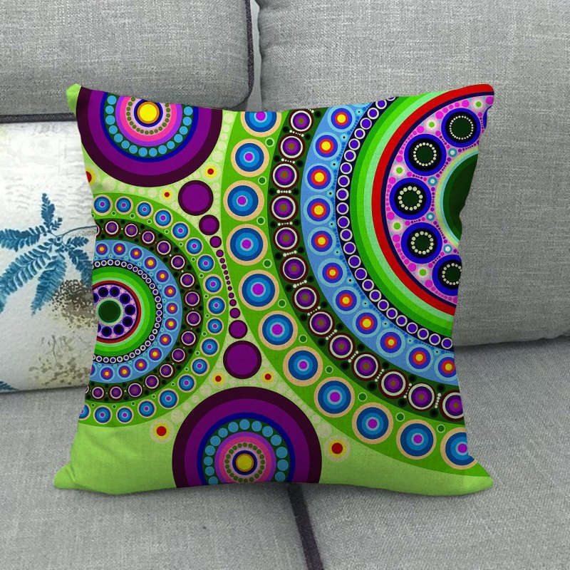 Circular Geometric Pattern Digital Printing Short Plush Pillow Covers For Car Sofa Office Cushion Cover Home Goods