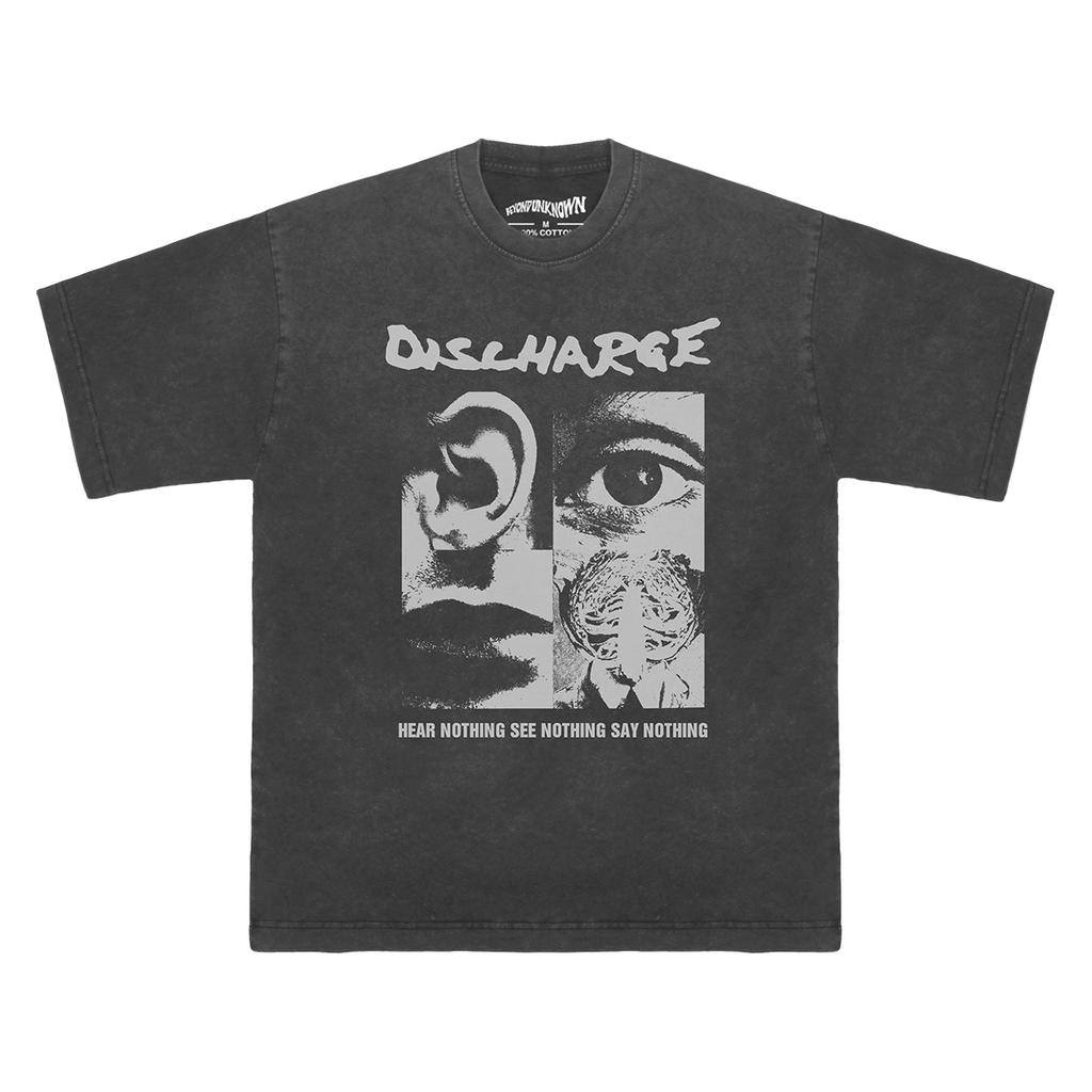 Discharge T-Shirt Nichts hören Nichts sehen Nichts sagen Punk Baumwolle Kurze Ärmel Grafische Kleidung Herren Oberteile Hemd Für Mann