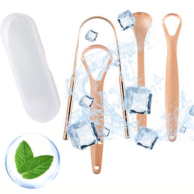 Limpador de Revestimento da Língua Durável e Seguro Raspador de Língua de Aço Inoxidável Escova Raspadora de Língua para Higiene Bucal Conjunto