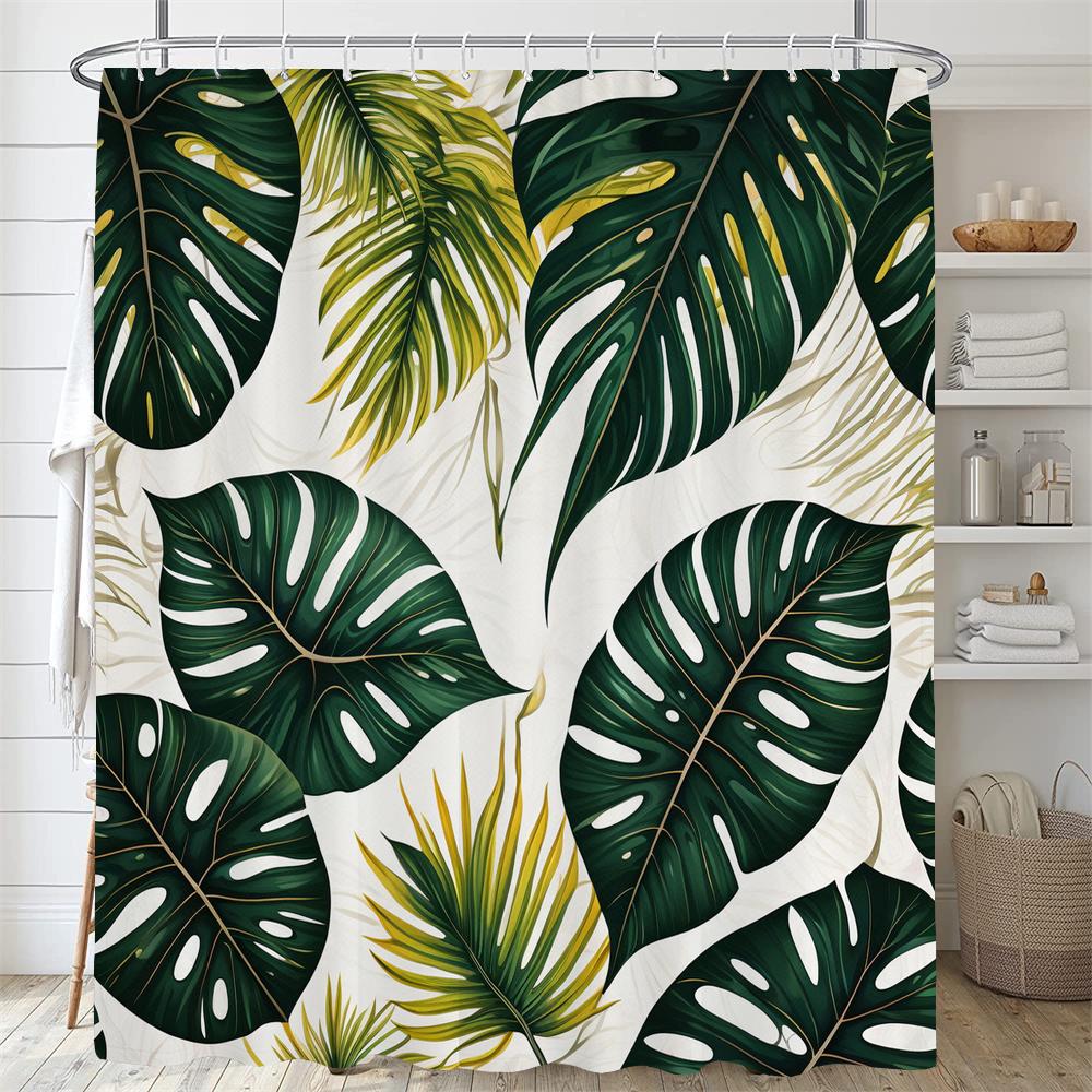 Green Plant Leaf Vines Flower Shower Curtain Print Modern Nordic Leaves Polyster Home Decor Bathroom Curtain With Hooks