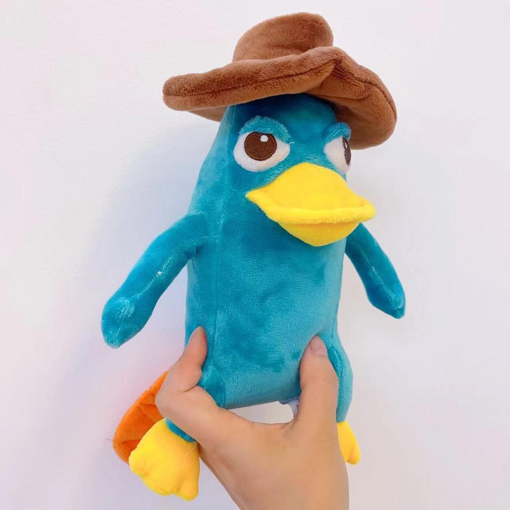 Jucărie de pluș nouă, drăguță, cu desene animate, Perry Ornitorincul, animale de pluș moi, jucărie rață, cadou de Crăciun, zi de naștere pentru copii, 25 cm