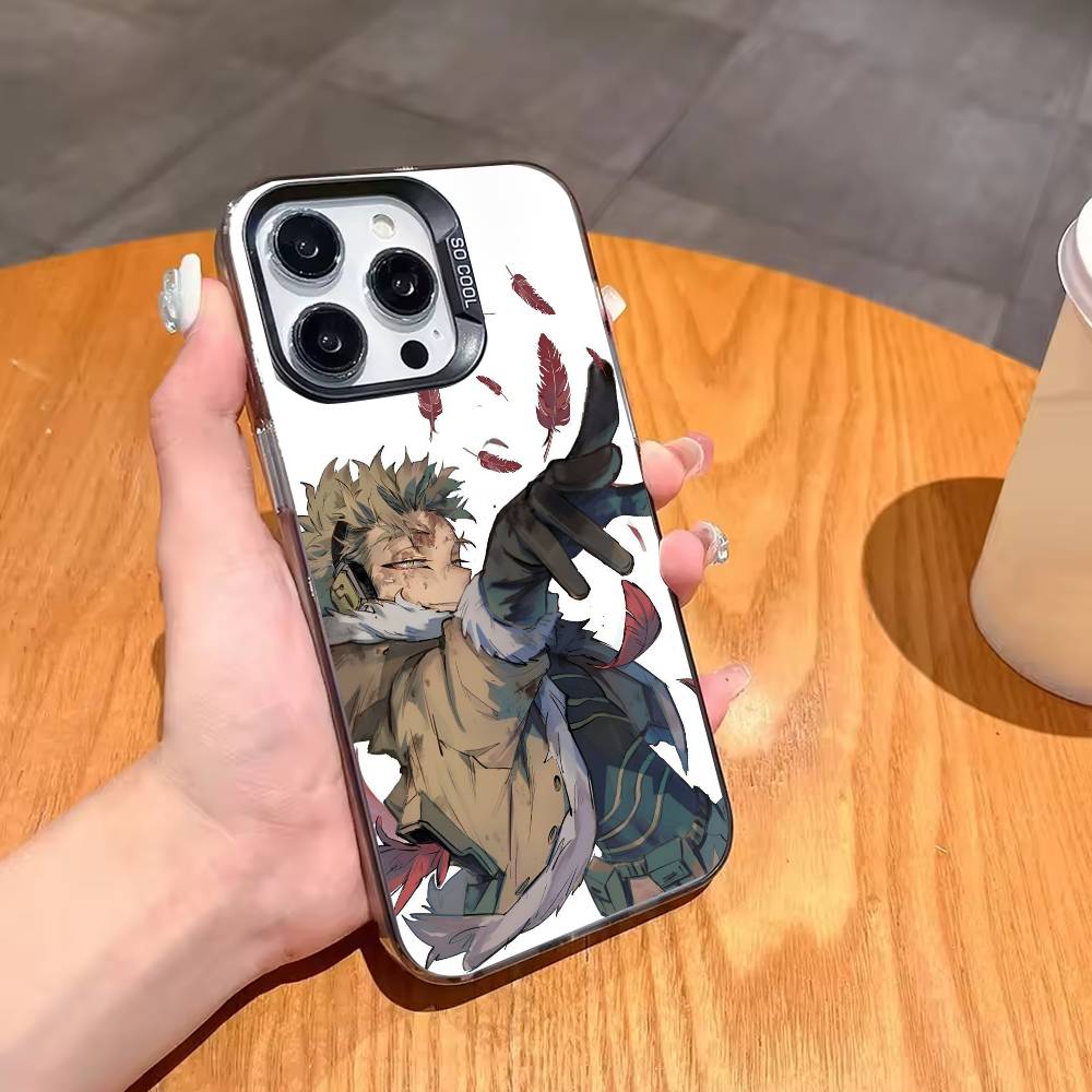 Anime MHA Hawks BNHA Phone Case For iPhone17,16,15,14,13,12,11,Pro,MAX White Matte Shockproof Cover
