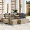 Set of 9 Garden Sofas with Beige Cushions In Poly Rattan, 2-seater Garden Sofa with Beige Cushions In Rattan 3362792