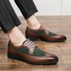 Men's Business Brock Carved Leather Shoes Men's British Fashion Large Size Dress Contrasting Derby Shoes