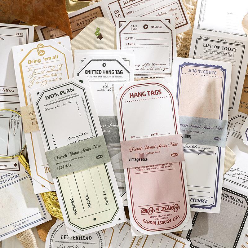 Retro Symmetrical Tear-off Sticky Notes - French Island Series Long Base Paper