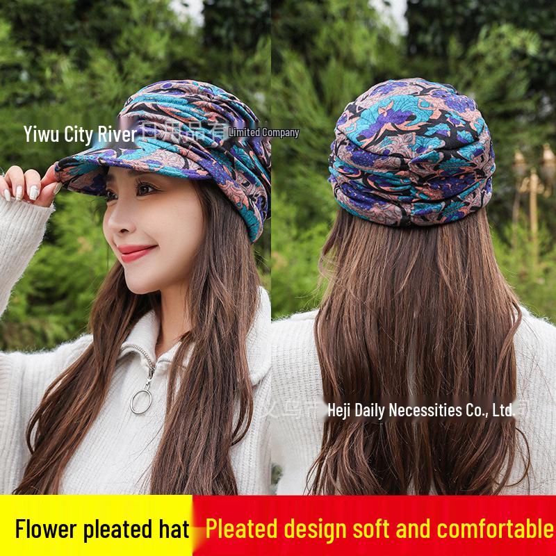 Women's Ethnic Style Plush Floral Duckbill Cap - Warm, Soft, and Versatile for Autumn and Winter