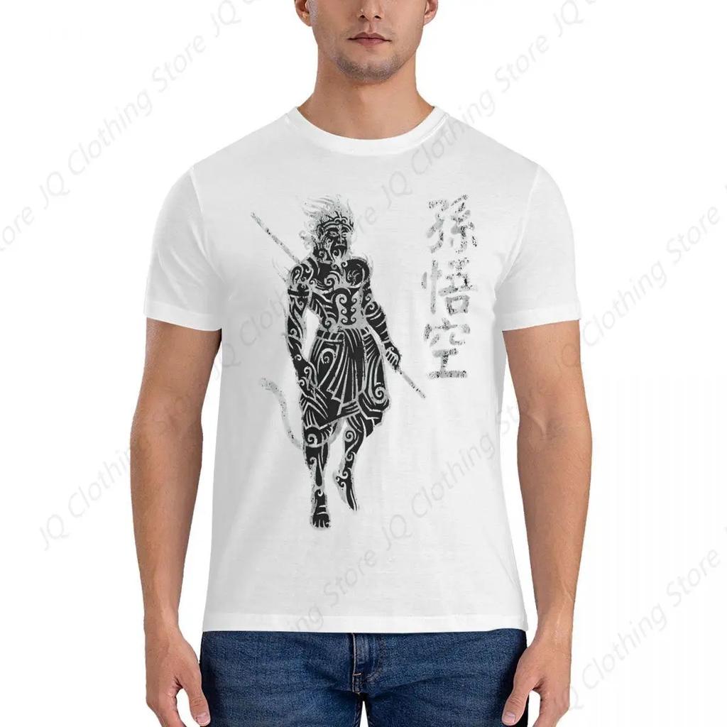 Terrific T Shirt Men's Cotton Vintage T-Shirts Round Neck Black Myth Wukong Tee Shirt Short Sleeve Clothing Gift Idea