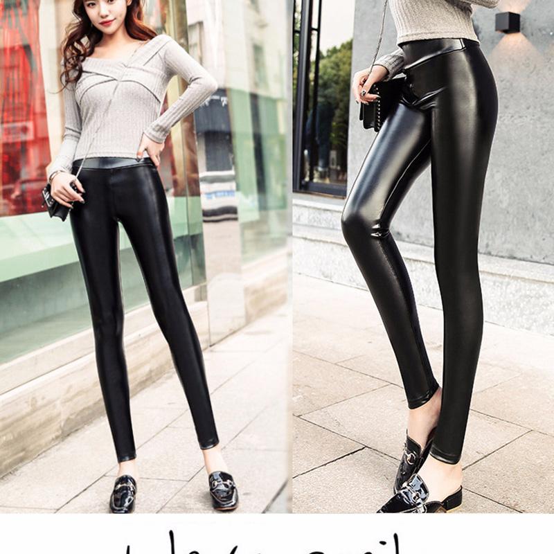Lederhose, verdickt, große Größe, hohe Taille, PU-Leder-Leggings, plus Samt, hohe Taille, warme Hose, S~3XL