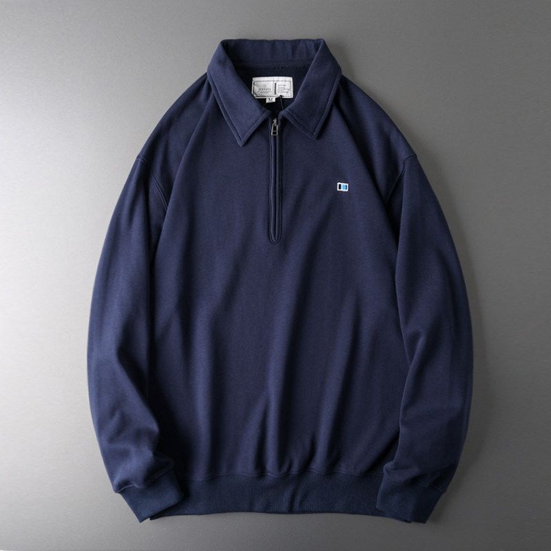 Heavy Weight Half Zipper and Lapel American Spring & Fall Coat Sweatshirt