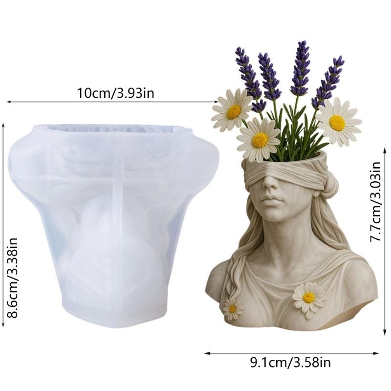 Elegant Blindfolded Goddess Planter Mold High Quality Silicone Candle Holder Mold For Jewelry Candle Home Decors
