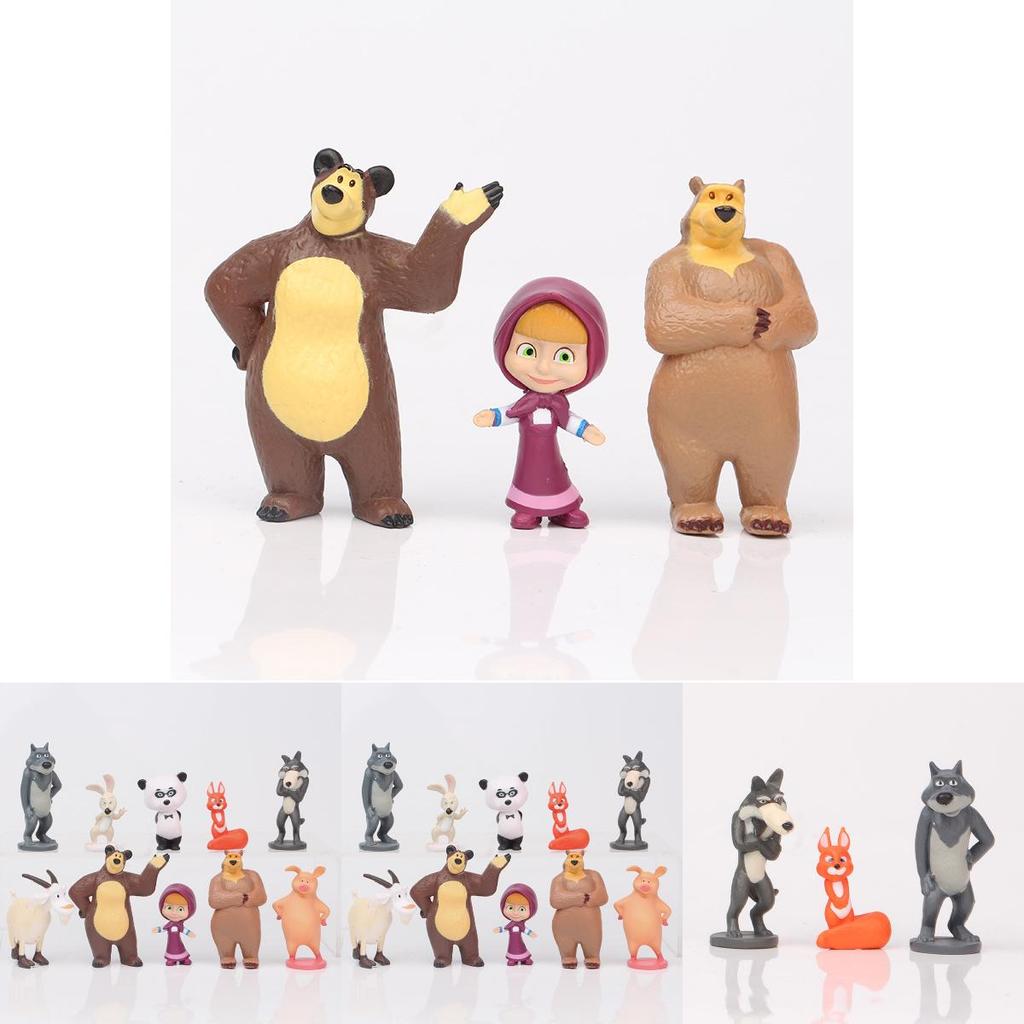 Adorable Masha And The Bear Action Figure Set Perfect For Cake Toppers And Playtime Fun