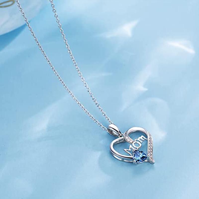 Huitan Delicate Heart Pendant Necklace for Women Exquisite Gift for Mom Shiny Cubic Zirconia Accessories for Anniversary Party