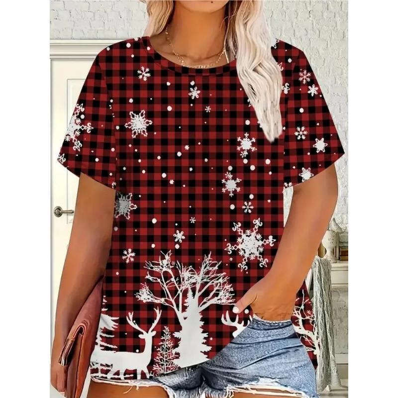 Moda para Mujer Cuello Redondo Manga Corta 3D Casual Estampado a Color Camiseta Casual de Manga Corta con Cuello Redondo