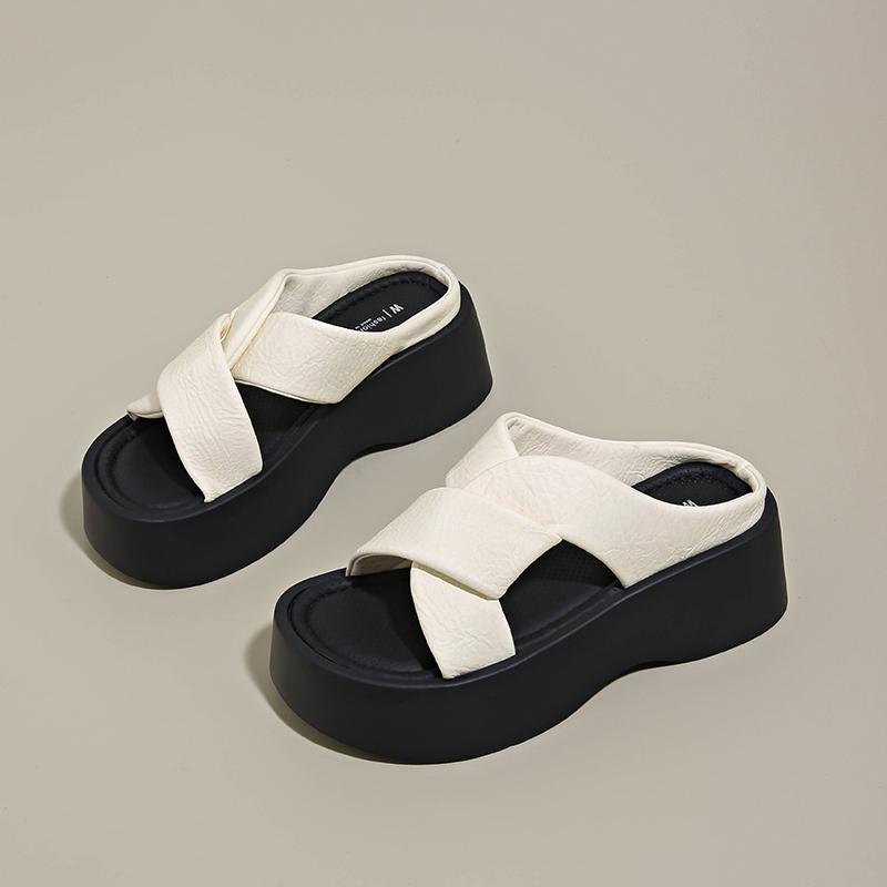 Fashion CRLAYDK Womens Fashion Slides Ladies Thick Sandals Slip On Walking Comfort Platform Slippers Open Toe Strap Outdoor Beach Shoes