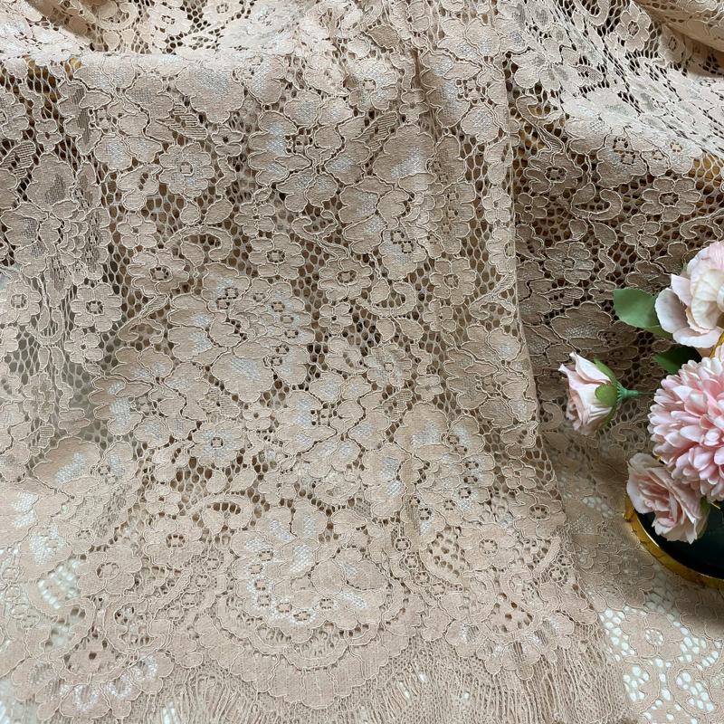 Lace Fabric 150x150cm for Dresses Clothes Sewing White Blue Hollowed-out Plain Cloth Heavy Press Yarn Three-dimensional Mesh