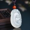 Hänge Ruyi Vit Månsten Kalcedon Drakhuvud Ruyi Halsband
