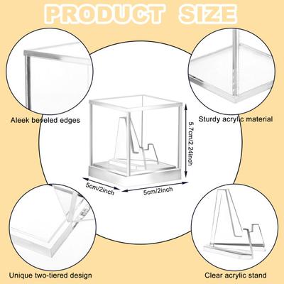 2 Pcs Championship Ring Clear Display Case with 2pcs Clear UV Ring Holder Acrylic Display Case-Thickened Base Large Capacity Rin