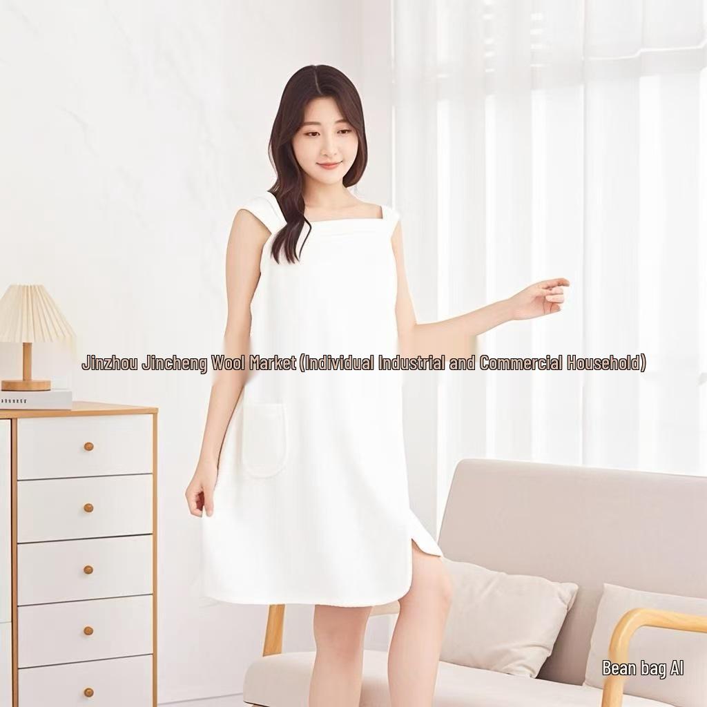 Women's Soft Absorbent Coral Fleece Bath Skirt and Towel Robe