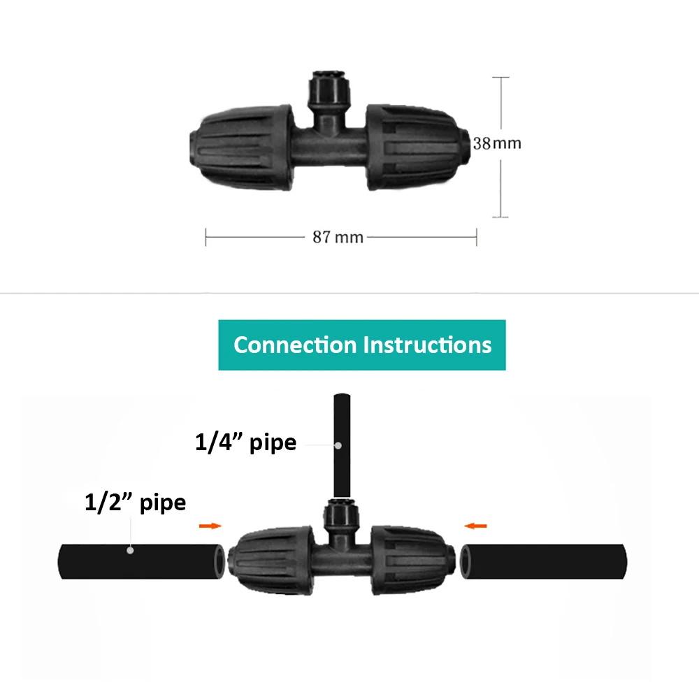 

3Pcs 3/4/6-Way Black Plastic 1/2 to 1/4 Barbed Quick Connectors Easy-Install Garden Flower Drip Irrigation Fittings System