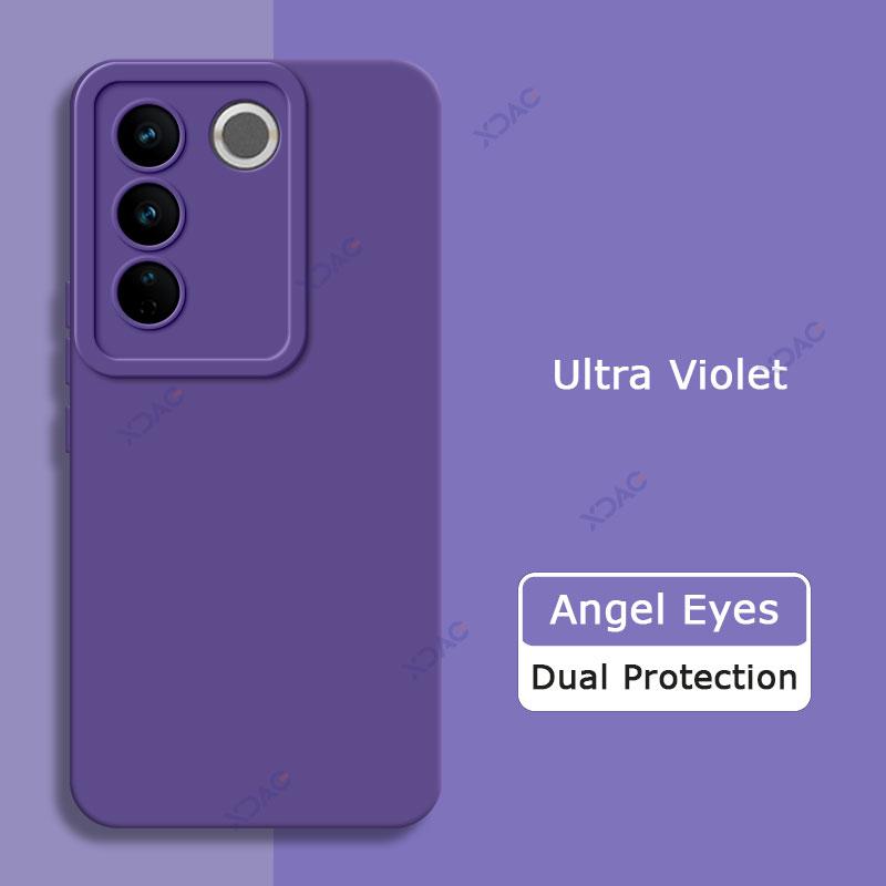 Quadratische Angel Eyes-Hüllen aus flüssigem Silikon für VIVO V27 Pro VIVOV27 V27Pro V 27 5G, weiche 360-Grad-Schutzhülle für Jungen und Mädchen