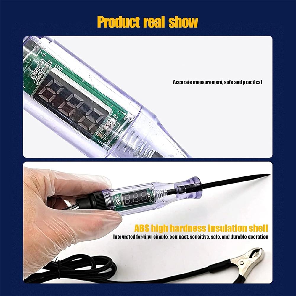 1 KS LED digitálny tester obvodov pre auto, DC 3V/6V/12V Indukčná testovacia ceruzka so 70,8" sťahovacím pružinovým káblom, na kontrolu auta, nákladného auta, motocykla