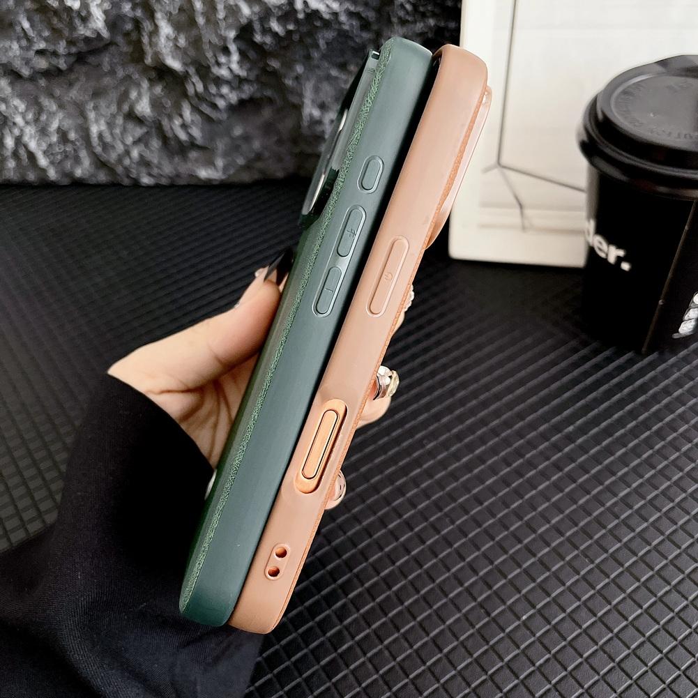 Leather Texture and Plain Leather Splicing Lens Heightening Protective Case for iPhone17 Pro Max 17 Pro 17 Air 16 15 14 13 Cover