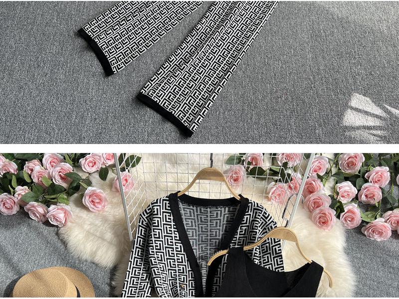 Chic Women's V-neck Cardigan & High-waisted Wide-leg Pants Set