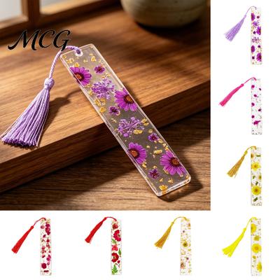 Double-Sided Magnetic Page Markers Dried Flower Resin Bookmarks with Tassels, for Students Book Lovers Friends, Pretty and Increase Reading Interest