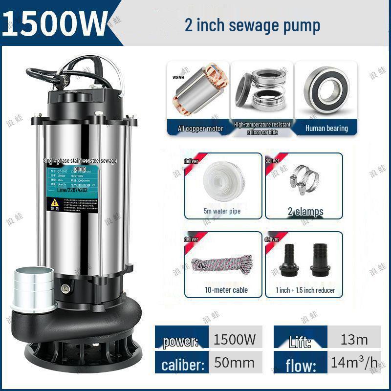 Kupferkern 220V Tauchwasserpumpe aus Edelstahl für Haushalt, Abwasser und Landwirtschaft