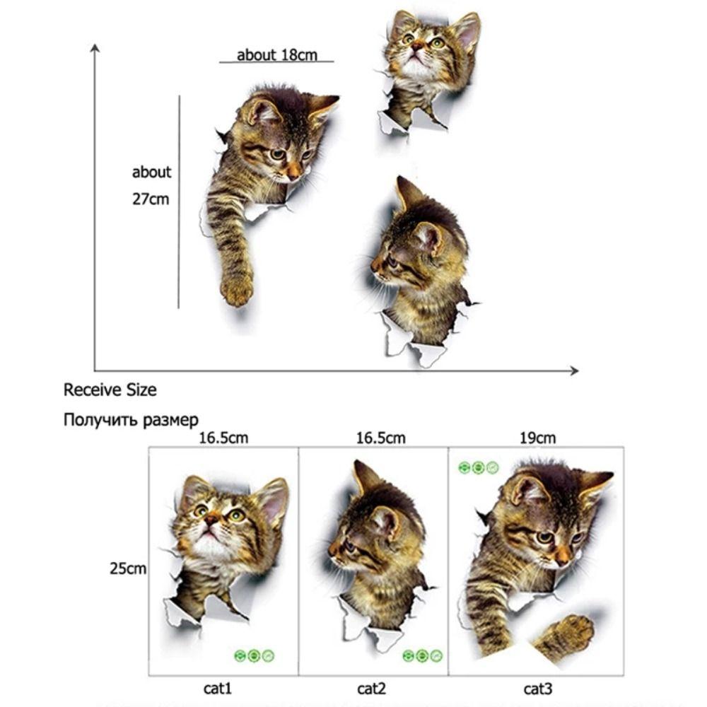 Effect Bathroom Art Mural Cabinet Wallpaper Toilet Stickers Cat Wall Sticker Car Decals