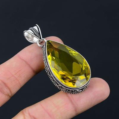 Přívěsek s drahokamem citronový topaz, masivní stříbro ryzosti 925, šperk, dárek pro unisex LG-044