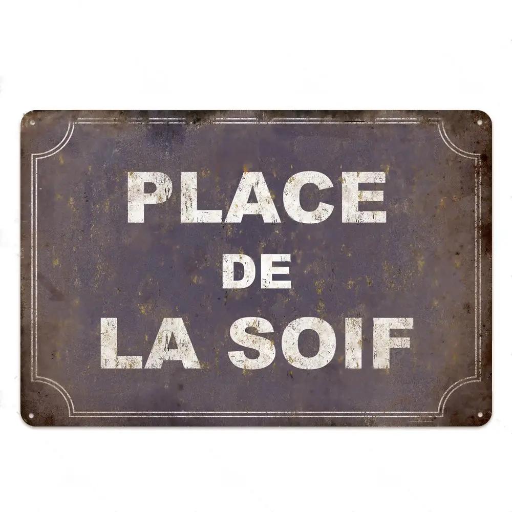 Place Plaque Metal Vintage Shabby French Text Sign Wall Tin Sign Decor For Toilet Cuisine Shop Crafts Decorative Plate Painting