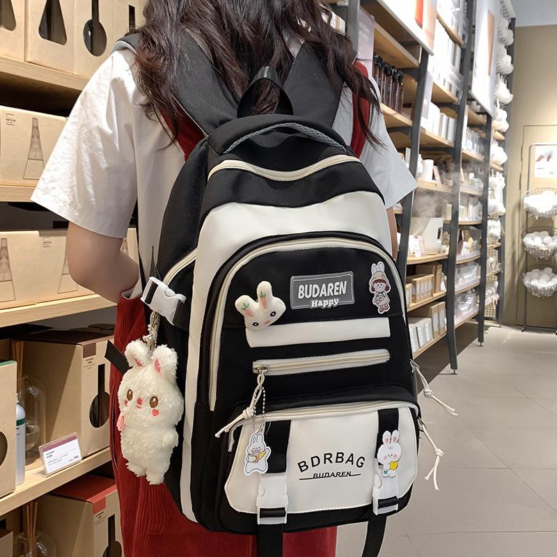 Schoolbag Children Elementary School Girls Junior High School Students Large Capacity Color Blocking Large Capacity Backpack