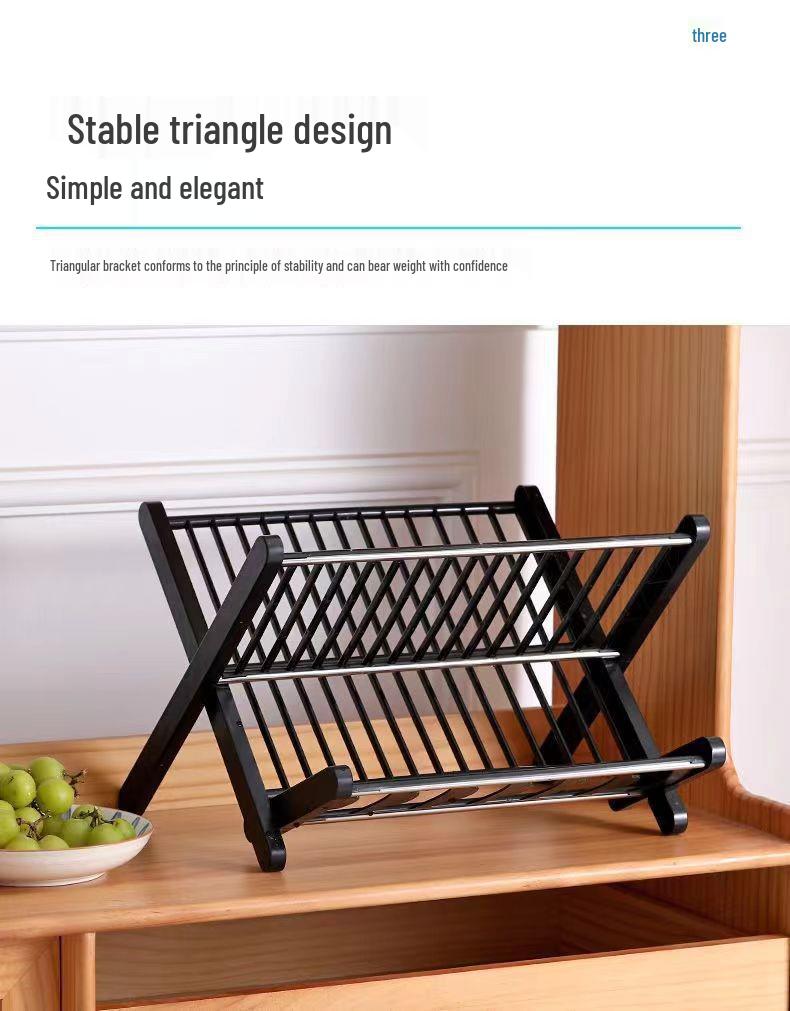 Double Layer Folding Dish Rack with Cutlery Storage - No Installation Needed