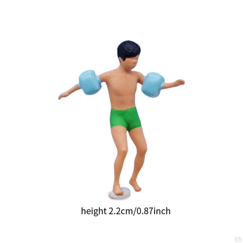 1/64 Diorama Figure Hand Painted Miniature Beach Surfing Scene Resin Figurines for Photo Props DIY