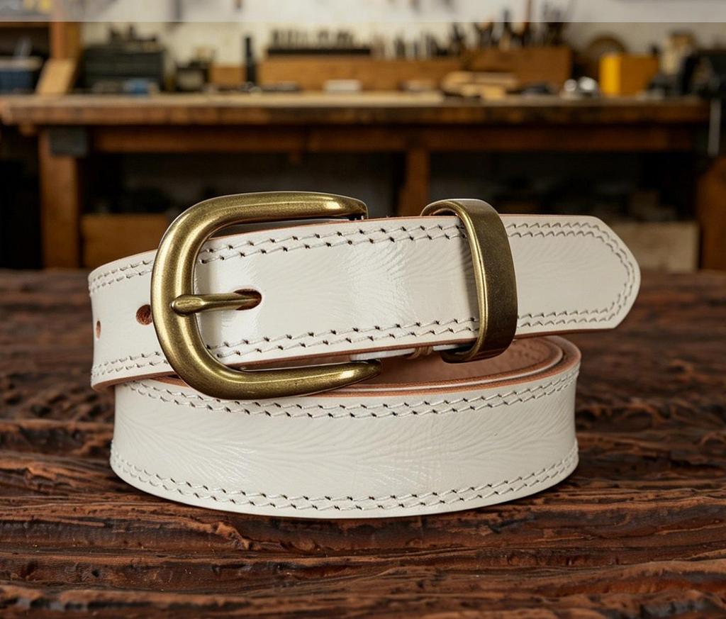 Women's Retro Leather Jeans Belt - Top Layer Cowhide, Pin Buckle, Vegetable Tanned, Casual Hong Kong Style