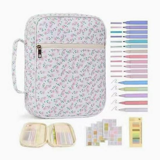 Large Capacity Quilted Cotton Book Storage Bag - Portable, Dustproof Cover