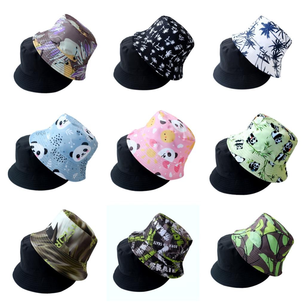 Double Sided Panda Bucket Hat for Men Women Outdoor Sun Protection Fisherman Cap Trendy