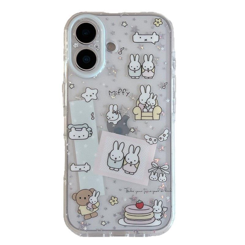 High-End Korean Glitter Star Rabbit Case for iPhone 17, 16 Pro Max & 15 Pro