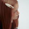 Elizabeth Moments Beige Oval Patent Leather Hair Pin