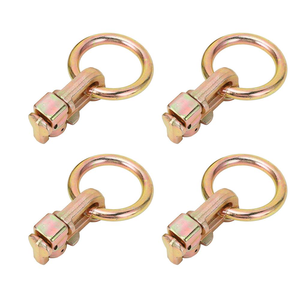 4PCS L Track Double Stud Tie Down Fitting Carbon Steel L Track Fitting with O Ring for Truck Bed