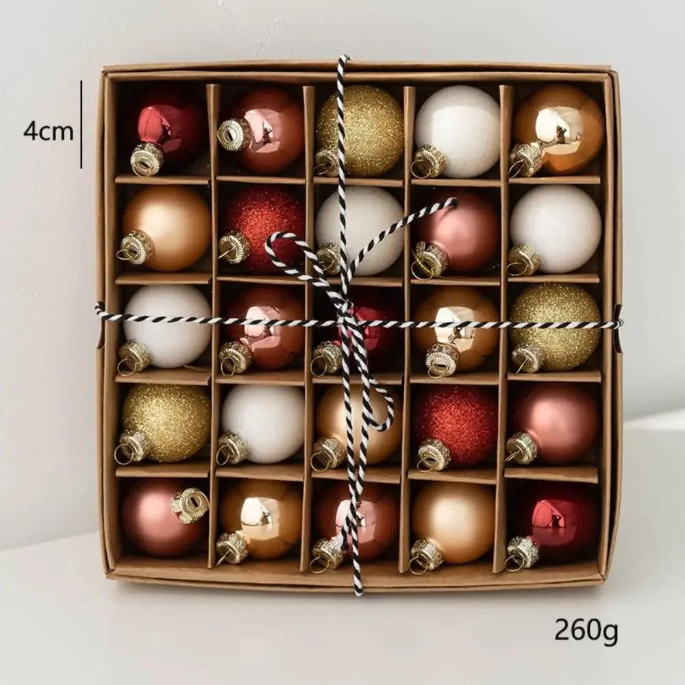 25PCS High-quality Glass Christmas Ball Set Pink Red Gold Suspensable Xmas Ornament Ball 4cm Xmas Baubles Home