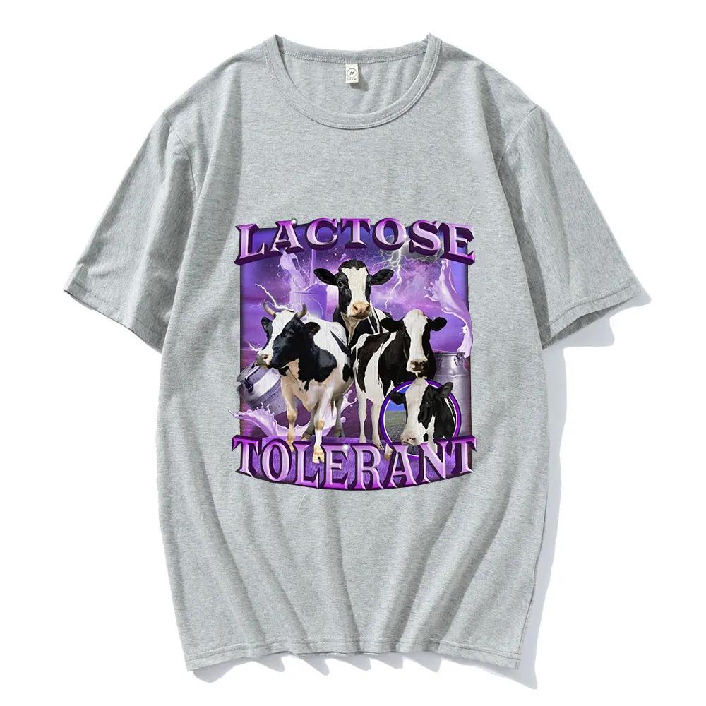 Lactose tolerance funny face T-shirtwomens vintage stylish short sleeve T-shirt casual comfortable loose fit T-shirt