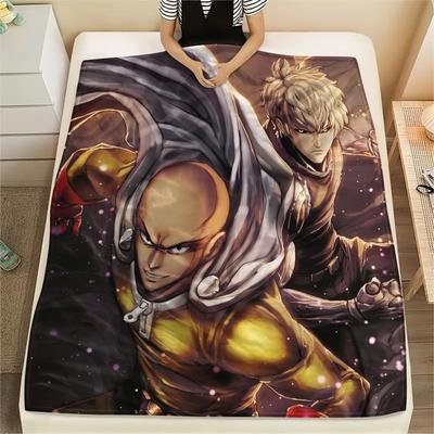 One-Punch Man Print Flannel Blanket, High Quality Comfortable for All Seasons, Home Decor, Warmth and Comfort