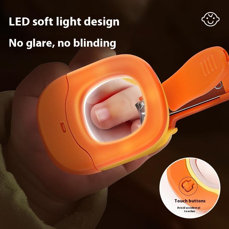 Coupe-ongles pour bébé et personnes âgées avec lumière LED/loupe Anti-éclaboussures Coupe-ongles Ongles des mains et des pieds Ciseaux à ongles Soins