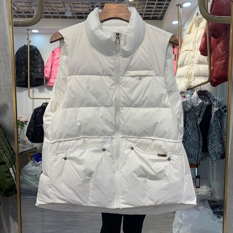 Down vest women's short new outer wear winter white duck down vest rivets trend stand-up collar vest thickened