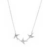 New Trendy Fashion Vintage Little Swallow Necklace for Women Vintage Simple Gold Sliver Color Chain Necklaces Jewelry Gifts
