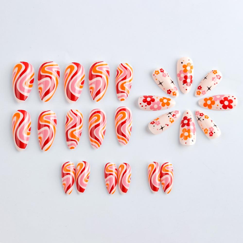 Helle Rosa Mandelblüten-Falschnägel - 24 Mädchenhaft Süße Abnehmbare Teile